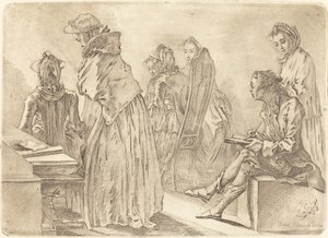Gesellschaft mit sechs Damen und dem Künstler von Daniel Nikolaus Chodowiecki