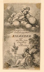 Titelseite für "Königl: Grosbrit [anische] Genealogischer Kalender auf das Jahr 1781 Lauenberg bei J.G. Berenberg" von Daniel Nikolaus Chodowiecki