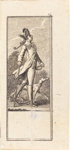 Junger Mann mit Schwert, Stock und Hund von Daniel Nikolaus Chodowiecki