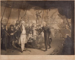 Lord Viscount Duncans Sieg und Admiral De Winters Kapitulation an Bord der Venerable, Oktober 1797