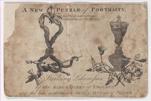 Puzzle-Porträts der Könige und Königinnen von England und Frankreich, 1794