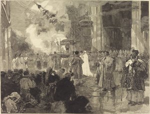 Die Feste von Santiago de Compostela: Die Prozession der Reliquien von Daniel Vierge