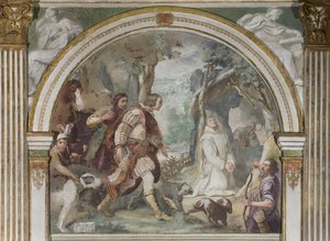 Heiliger Hugo trifft Ruggero di Calabria von Daniele Crespi
