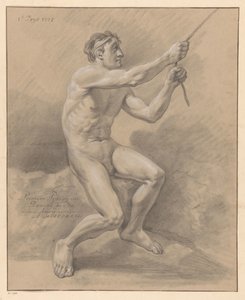 Sitzender männlicher Akt, von der Seite gesehen (1. Preis 1777)