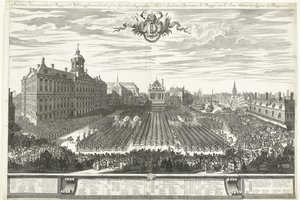 Schützen auf dem Dam während der Amsterdamer Kirmes, 1686 von Daniël Marot (I)