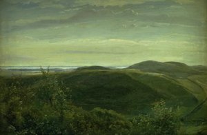 Die Küste von Jütland, gesehen von den Mølleknap-Hügeln auf Fünen. Studie