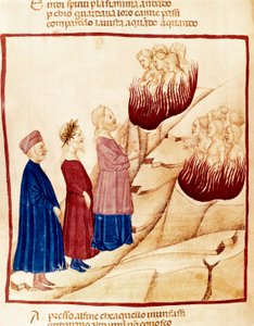Fegefeuer: Dante und Virgil, Miniatur von Dante Alighieri