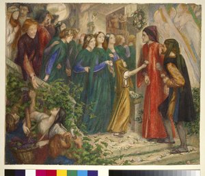 Beatrice trifft Dante auf einem Hochzeitsfest und verweigert ihm ihren Gruß, 1860er Jahre