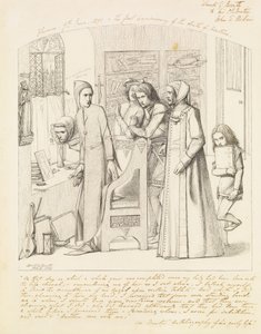 Dante zeichnet einen Engel am ersten Jahrestag des Todes von Beatrice, 1848-9