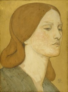Kopf eines Mädchens im grünen Kleid (Elizabeth Siddal), 1850-65 von Dante Gabriel Charles Rossetti