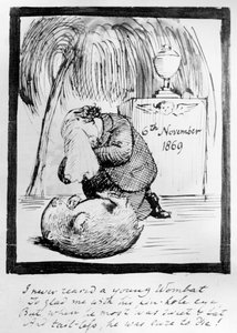 Rossetti beklagt den Tod seines Wombats, 1869 (Feder und Tinte auf Papier)