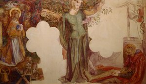Sir Lancelot wird durch seine Sünde daran gehindert, die Kapelle des Heiligen Grals zu betreten von Dante Gabriel Charles Rossetti