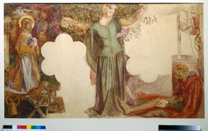 Sir Lancelots Vision, Studie für das Freskogemälde in der Oxford Union von Dante Gabriel Charles Rossetti