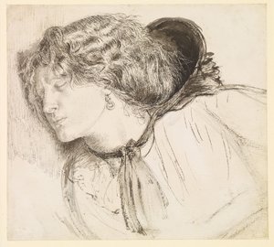 Gefunden - Studie für den Kopf des Mädchens von Dante Gabriel Rossetti
