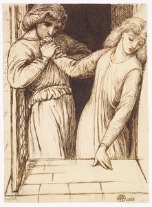 Hamlet und Ophelia - Kompositionsstudie von Dante Gabriel Rossetti