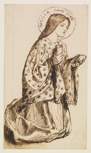 Launcelot am Schrein des Heiligen Grals - Studie für Der Engel des Heiligen Grals von Dante Gabriel Rossetti