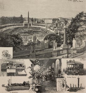 Karnevalsfest auf der Piazza del Popolo, gesehen vom Pincio-Hügel, Rom, Italien, Gravur nach einer Zeichnung von Dante Paolocci, aus L