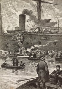 Italienische Soldaten besteigen das Schlachtschiff Principe Amedeo, italienische Expedition im Roten Meer, Neapel, Italien