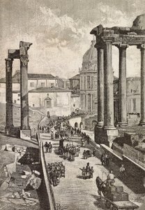 Durchgang durch das Forum, Rom, Italien, Gravur nach einer Zeichnung von Dante Paolocci, aus L