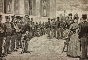 Überlebende von Dogali, Eritreischer Krieg, empfangen von Souveränen im Garten des Quirinals, Rom, Italien