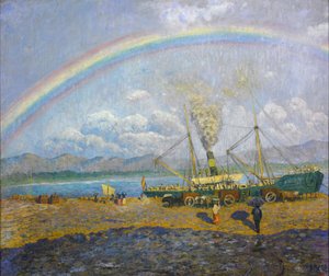 Der Regenguss. Santoña-Bucht von Darío de Regoyos