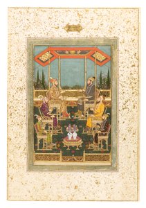 Eine Versammlung von Prinzen, ca. 1710 (Deckfarben und Gold auf Papier, montiert als Albumseite)