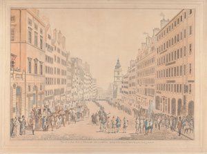 Blick auf die High Street von Edinburgh und den Kommissar