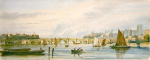 Ein Blick auf die Westminster Bridge in Richtung Lambeth Palace und Westminster Abbey