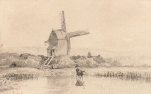 Viehtränke bei einer Windmühle auf Dulwich Common, 1811 von David Cox