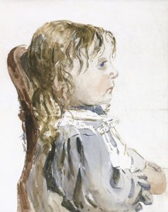 Studie eines kleinen Mädchens in einer Schürze, wahrscheinlich späte 1840er von David Cox