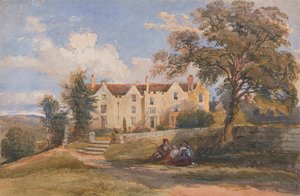 Gruppe, die im Gelände eines großen Hauses sitzt von David Cox Jr.