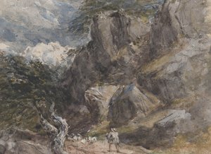 Schafe treiben in einer felsigen Landschaft, ca. 1846 von David Cox the elder