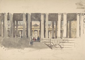 Greenwich Hospital recto, Studie eines Gebäudes verso, ca. 1831 von David Cox the elder