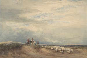 Reiter mit Schafen in der Nähe einer Mündung, 1830 von David Cox the elder