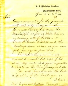 Brief von David D. Porter, U.S.S. Black Hawk, an Seth Ledyard Phelps, 23. Juni 1863