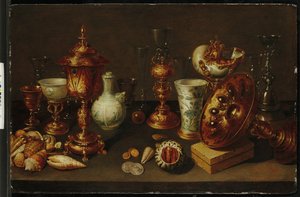 Stillleben mit Muscheln, mit Nautilus, Vasen, Gläsern und Korallenästen von David II Ryckaert