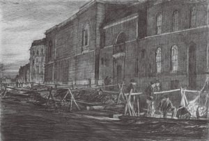 London: Morgendämmerung im Newgate-Gefängnis (Farblithografie)