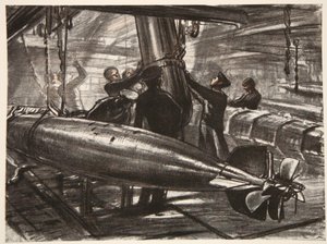 Im überfluteten Torpedoraum eines Schlachtschiffs, Illustration aus 
