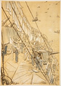 Auf einem Schlachtschiff: Lüften von Decken, Illustration aus 