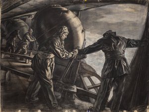 Studie für Winterminenlegung vor Island, um 1942 von David Muirhead Bone