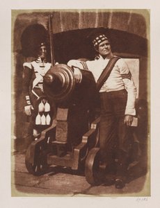 Artillerist und Highlander, Edinburgh Castle (Salzpapierabzug von Kalotyp-Negativ)