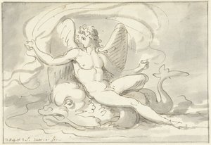Meeresgott auf einem Delfin von David Pièrre Giottino Humbert de Superville