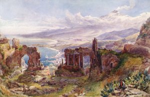 Ein Blick auf Taormina und den Ätna, Sizilien