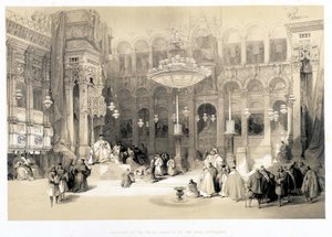 Innenraum der Kirche des Heiligen Grabes, Zeichnung vom 11.04.1839 in „Das Heilige Land“, London 1849 von David Roberts