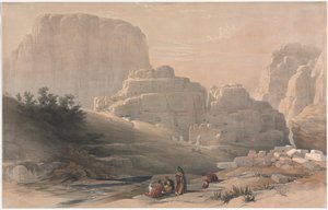 Petra, unteres Ende des Tals, Blick auf die Akropolis