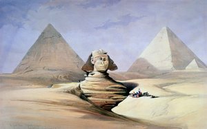 Die Große Sphinx und Pyramiden von Gizeh, 1838-1839 von David Roberts