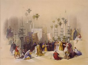 Der Stein der Salbung am Heiligen Grab, Jerusalem von David Roberts