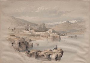 Tiberias, von den Mauern, Safet in der Ferne von David Roberts