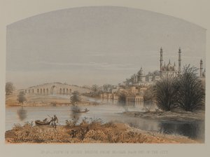 Ansicht der Steinbrücke von Moosah Bagh Ende der Stadt