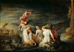 Hero und Leander: Leander gefunden von den Nereiden, Kopie eines Gemäldes von Domenico Feti, 1650-56 von David Teniers the Younger